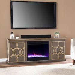 Yardlynn Fireplace Console W Media Storage by SEI Furniture in Brown