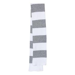 Sportsman SP02 Rugby-Striped Knit Scarf in White/Heather Grey | Acrylic