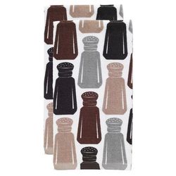 Fiber Reactive Print Kitchen Towels, Set Of 2 Towel by T-fal in Salt Pepper