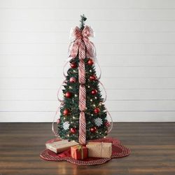 Fully Decorated Pre-Lit 4 Pop-Up Christmas Tree by BrylaneHome in Red White