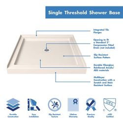 Dreamline DreamLine SlimLine 32 inch D x 32 inch W x 2 3/4 inch H Center Drain Single Threshold Shower Base in Biscuit DLT-1132320-22