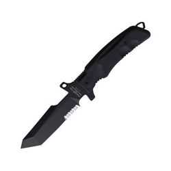 Fox Predator 1 Fixed Blade Knife 5" black finish partially serrated Bohler N690 sta Black Forprene handle 02FX160