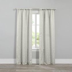 Wide Width Geo Stud Jacquard Rod-Pocket Panel Pair by BrylaneHome in Silver (Size 36" W 84" L)