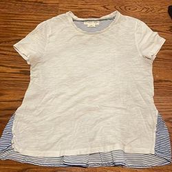 Kate Spade Tops | Kate Spade White Tshirt With Blue And White Stripped Back. Woman’s Size Small | Color: Blue/White | Size: S