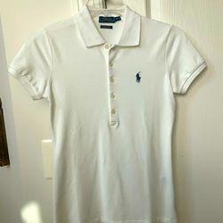 Polo By Ralph Lauren Tops | Brand New Polo Ralph Lauren White Logo Stretch Polo Shirt | Color: Blue/White | Size: Xs