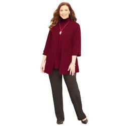 Plus Size Women's Suprema® 3/4-Sleeve Cardigan by Catherines in Rich Burgundy (Size 1X)