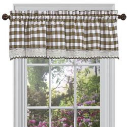 Buffalo Check Window Curtain Valance by Achim Home Décor in Taupe