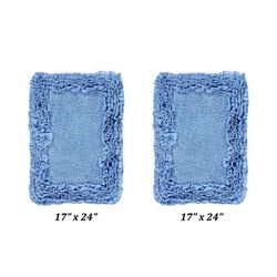 Shaggy Border Bath Rug Mat, 2 Pc Set, (17" X 24" | 17" X 24") by Better Trends in Blue