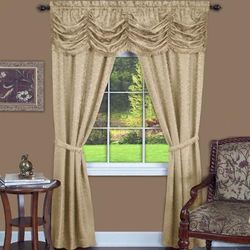 Wide Width Panache 5 Piece Window Curtain Set by Achim Home Décor in Tan (Size 55" W 84" L)