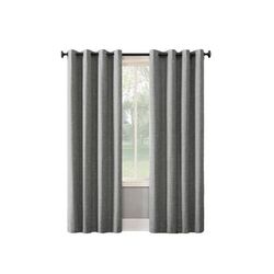 Wide Width Kline Tweed Thermal 100% Blackout Grommet Panel by BrylaneHome in Gray (Size 52" W 96" L)