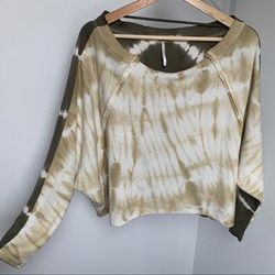 Free People Tops | Free People Xs East Meets West Tie Dye Dolman Top | Color: Green/Tan | Size: Xs