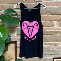 Urban Outfitters Tops | Grow A Pair Feminist Tank | Color: Black/Pink | Size: S