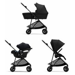 Cybex Melio Carbon + Aton 2 Travel System Bundle - Deep Black / Lavastone Black