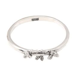 Fresh Leaves,'Sterling Silver Band Ring with Leaf Motif'
