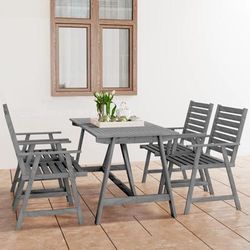 vidaXL Set Pranzo da Giardino 5 pz in Legno Massello di Acacia Grigio