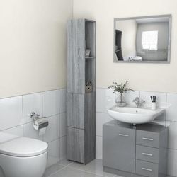 vidaXL Armadietto Bagno Grigio Sonoma 25x25x170cm Legno Ingegnerizzato