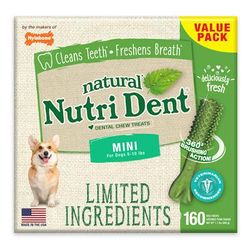Nutri Dent Natural Dental Fresh Breath Flavored Chew Mini Dog Treats, 1.7 lbs., Count of 160