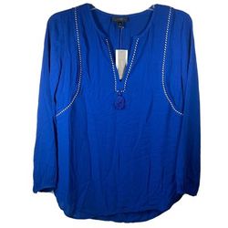 J. Crew Tops | J. Crew Tassel Trimmed Top - Bright Indigo - Size 00 New With Tags $98 | Color: Blue | Size: 00