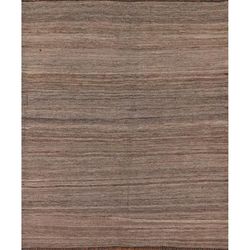 Beige Striped Kilim Modern Area Rug Hand-woven Wool Foyer Carpet - 4'3" x 5'2"