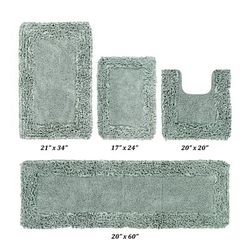 Shaggy Border Bath Rug Mat, 5 Pc Set, (17" X 24" | 20" X 20" | 21" X 34" | 24" X 40" | 20" X 60") by Better Trends in Sage