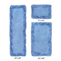 Shaggy Border Bath Rug Mat, 3-Pc. Set by Better Trends in Blue