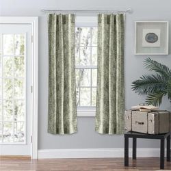 Wide Width Lexington Leaf- Candlewick Leaf Pattern On A Colored Ground- Tailored Panel Pair by Ellis Curtains in Sage (Size 56" W 63" L)