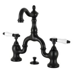 Kingston Brass KS7970BPL Bel-Air Bridge Bathroom Faucet with Brass Pop-Up, Matte Black - Kingston Brass KS7970BPL