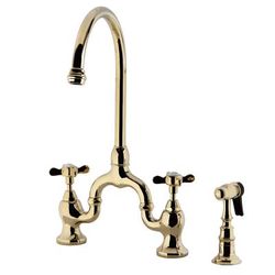 Kingston Brass KS7792BEXBS Essex Bridge Kitchen Faucet with Brass Sprayer, Polished Brass - Kingston Brass KS7792BEXBS