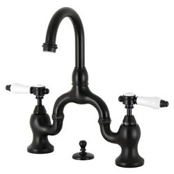 Kingston Brass KS7990BPL Bel-Air Bridge Bathroom Faucet with Brass Pop-Up, Matte Black - Kingston Brass KS7990BPL