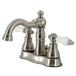 Fauceture FSC1608APL American Patriot 4 in. Centerset Bathroom Faucet with Brass Pop-Up, Brushed Nickel - Kingston Brass FSC1608APL
