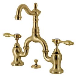 Kingston Brass KS7977TAL Tudor Bridge Bathroom Faucet with Brass Pop-Up, Brushed Brass - Kingston Brass KS7977TAL
