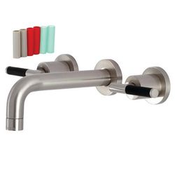 Kingston Brass KS8128CKL Kaiser Two-Handle Wall Mount Bathroom Faucet, Brushed Nickel - Kingston Brass KS8128CKL