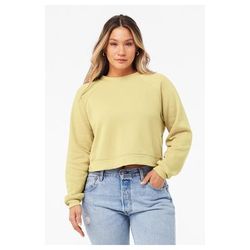 Bella + Canvas B7505 Women's Raglan Pullover Fleece T-Shirt in French Vanilla size Medium | Cotton/Polyester Blend 7505