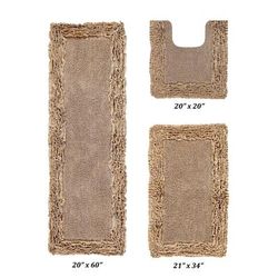 Shaggy Border Bath Rug Mat, 3-Pc. Set by Better Trends in Beige