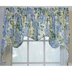 Wide Width Hydrangea Lined Empress 2 Piece Swag by Ellis Curtains in Blue (Size 70" W 28" L)
