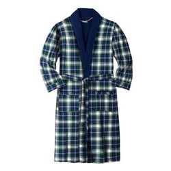 Men's Big & Tall Jersey-Lined Flannel Robe by KingSize in Hunter Blue Plaid (Size 6XL/7XL)