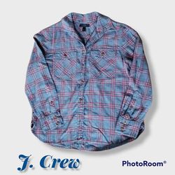 J. Crew Tops | J. Crew Plaid Shirt | Color: Gray/Red | Size: 4p
