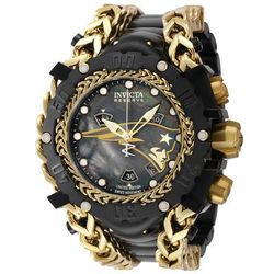 Invicta Reserve NFL New England Patriots Swiss Ronda Z60 Caliber Men's Watch w/ Mother of Pearl Dial - 55.25mm Gold Black (41526)