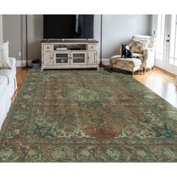 Noori Rug Fine Vintage Distressed Leslie Rose/Brown Rug - 7'10" x 10'7"