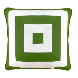 Edie @ Home Indoor/Outdoor Reversible Raffia Mitered Stripe Decorative Throw Pillow 20X20, Leaf Mult by Edie@Home in Leaf Multi