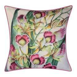 New York Botanical Garden® Indoor/Outdoor Pretty Orchids Decorative Throw Pillow 20X20, Fuchsia Mult by Edie@Home in Fuchsia Multi