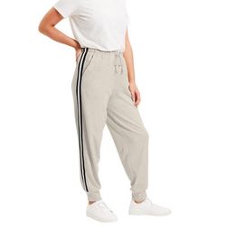 Plus Size Women's French Terry Jogger by June+Vie in Heather Oatmeal (Size 22/24)