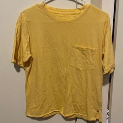 American Eagle Outfitters Tops | American Eagle - Pocket Tee - Size Small | Color: Yellow | Size: S