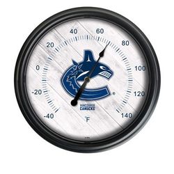 Vancouver Canucks Indoor/Outdoor LED Thermometer - Holland Bar Stool ODThrm14BK-08VanCan