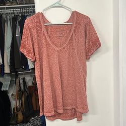 Free People Tops | Free People Pinkish/Red Short Sleeve | Color: Pink/Red | Size: S