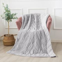 Cozy Gray Down Alternative Throw Blanket Throw by Waverly in Grey