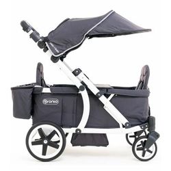 Pronto Squared (2 Seater) Stroller Wagon - White Frame / Space Grey