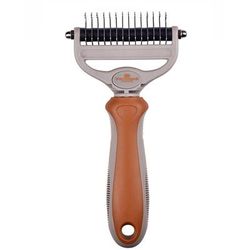 Medium Duo Groomer Brush + Comb in One for Dogs & Cats in Terra Brown