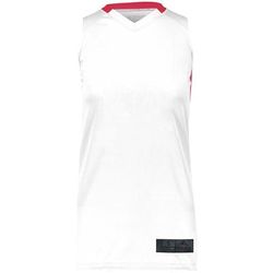 Augusta Sportswear 1732 Athletic Women's Step-Back Basketball Jersey T-Shirt in White/Red size Medium | Polyester