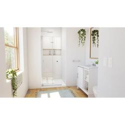 Dreamline DreamLine Aqua-Q Fold 32 inch D x 32 inch W x 74 3/4 inch H Frameless Bi-fold Shower Door in Brushed Nickel with Center Drain White Shower Base Kit DL-6529QC-04